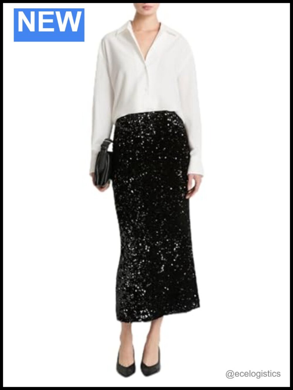 Sequins on Velvet Column Maxi Skirt Formal Evening Party